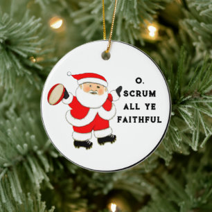 Rugby Holiday Gift Ceramic Ornament
