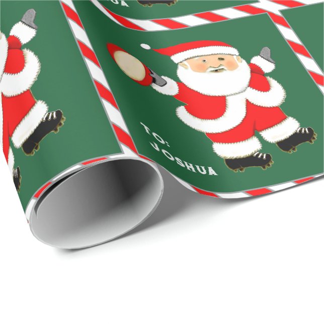 Rugby Holiday Gift Wrapping Paper (Roll Corner)