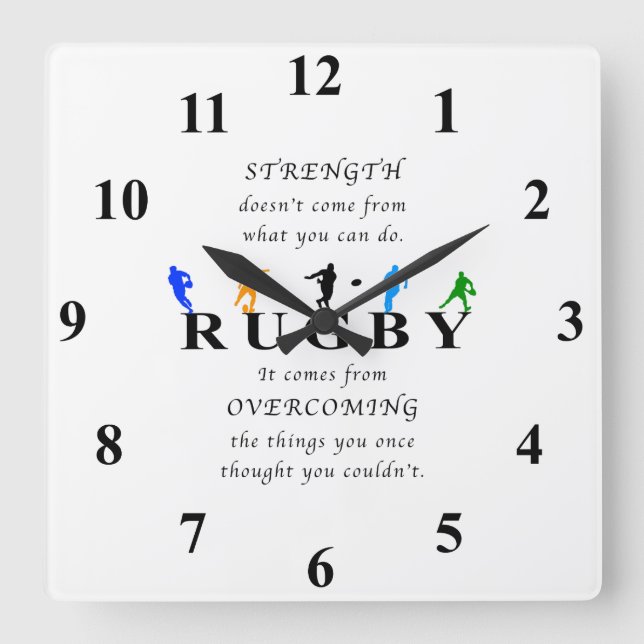 Rugby Inspirational Quote Square Wall Clock (Front)