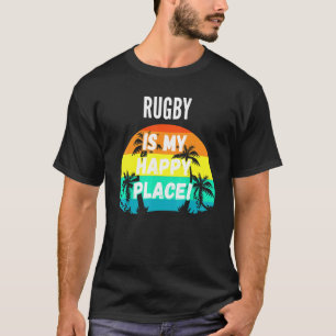 Rugby Is My Happy Place Vintage Retro Sunset Desig T-Shirt