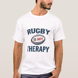 Rugby Is My Therapy – Minimalist Rugby Ball T-Shirt