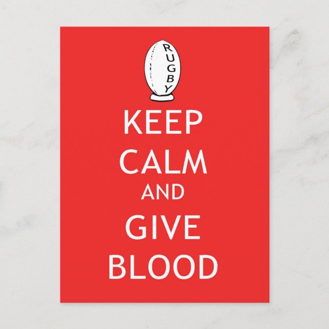 Rugby - Keep Calm & Give Blood Postcard (Front)