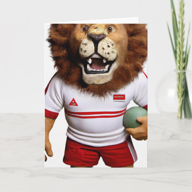 Rugby Lion Greeting Card (Front)