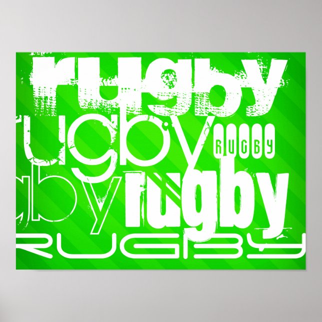 Rugby; Neon Green Stripes Poster (Front)
