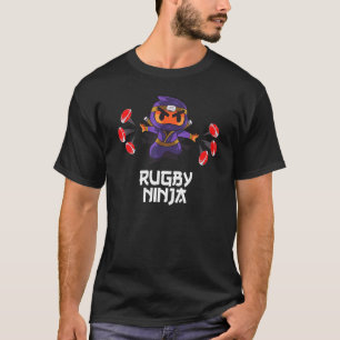 Rugby Ninja Flying Masked Australian Football Warr T-Shirt
