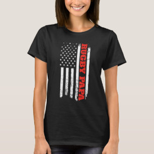 Rugby Papa American Flag Father's Day Men's T-Shirt