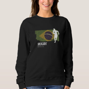 Rugby Player Brazil Flag Sports Ball Rugby Sweatshirt
