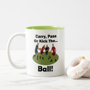 Rugby Player Carry Pass Or Kick The Ball Party Two-Tone Coffee Mug