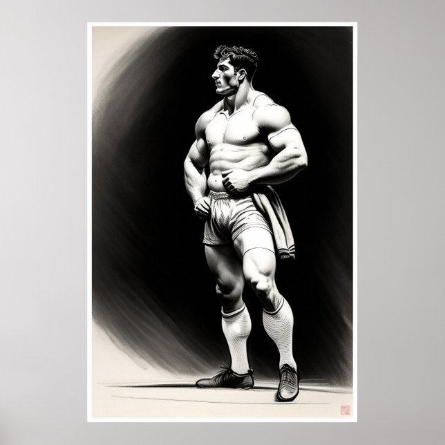 Rugby Player Drawing -  Art Print (Front)