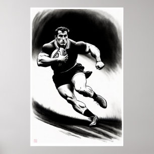 Rugby Player Drawing -  Art Print