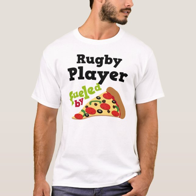 Rugby Player (Funny) Pizza T Shirt (Front)