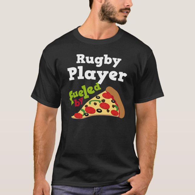 Rugby Player (Funny) Pizza T Shirt (Front)