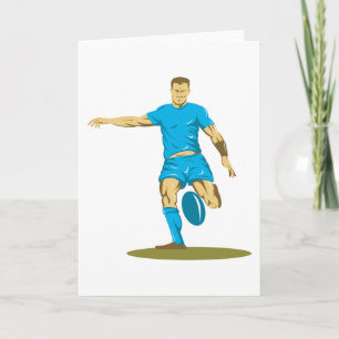 Rugby Player Kicking A Ball Greeting Cards