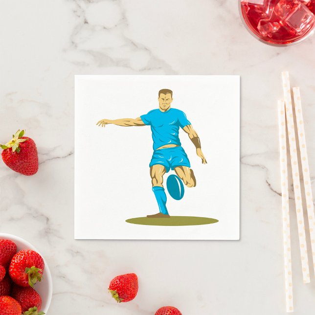 Rugby Player Kicking A Ball Paper Napkins (Creator Uploaded)