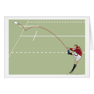 Rugby player kicking ball into touch, dotted