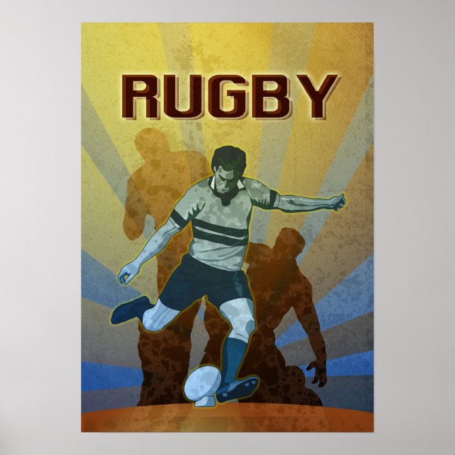 rugby player kicking the ball poster (Front)