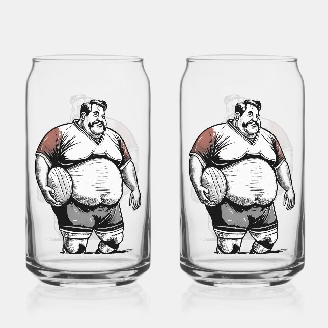 Rugby Player Printed 16oz Can Glasses (Front)