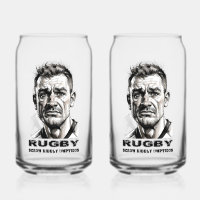 Rugby Player Printed 16oz Can Glasses