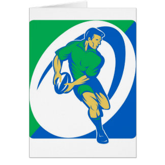 Rugby player running and passing ball