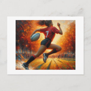 Rugby Player Sprinting, Postcard