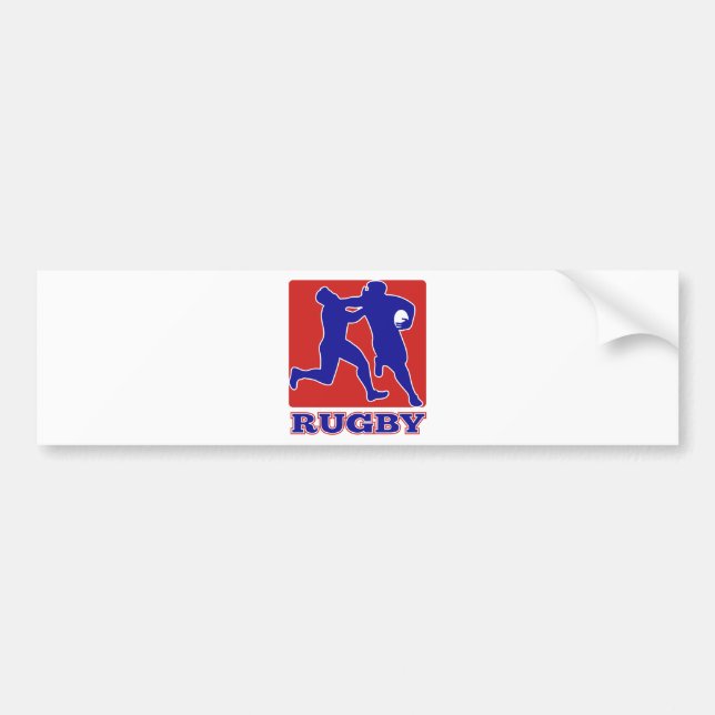 Rugby player tackle fending off bumper sticker (Front)