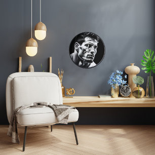 Rugby Player Wall Clock with Black Wood Frame