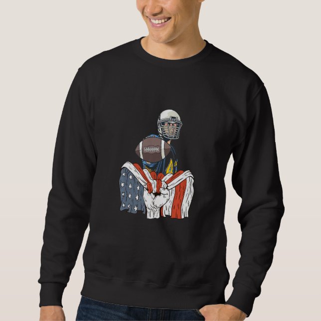 Rugby Player with American Flag Premium Sweatshirt (Front)