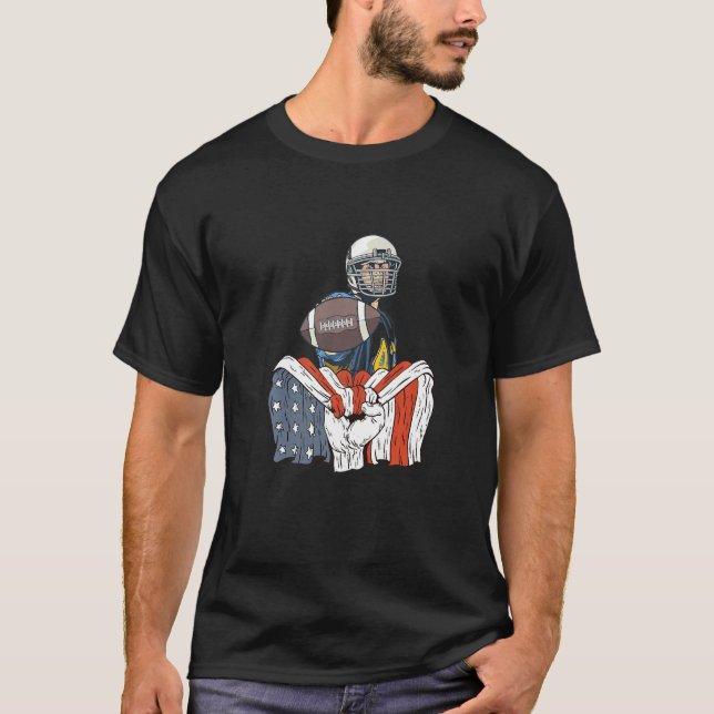 Rugby Player with American Flag Premium T-Shirt (Front)