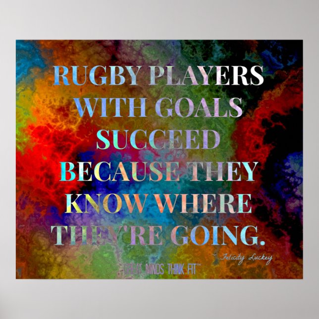Rugby Players with Goals Quote for Success Poster (Front)