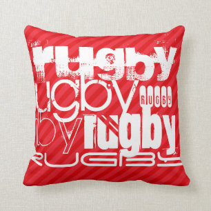 Rugby; Scarlet Red Stripes Cushion