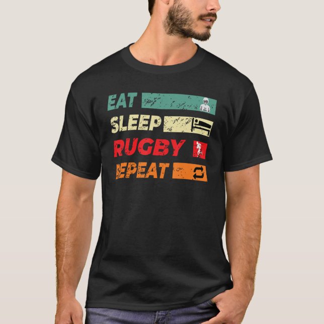 Rugby Sports Player Eat Sleep Rugby Repeat Men Wom T-Shirt (Front)