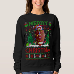 Rugby Sports Xmas Tree Ugly Santa Rugby Christmas Sweatshirt