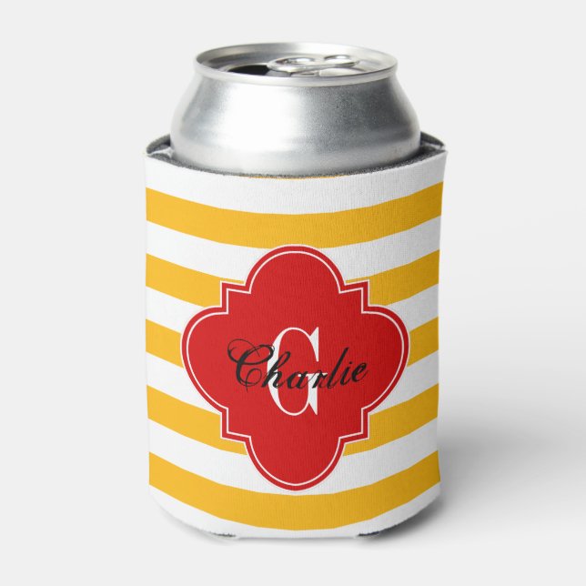 rugby Stripe Red Can Cooler (Can Front)