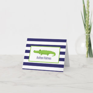 Rugby Stripes Alligator Personalised Note Cards