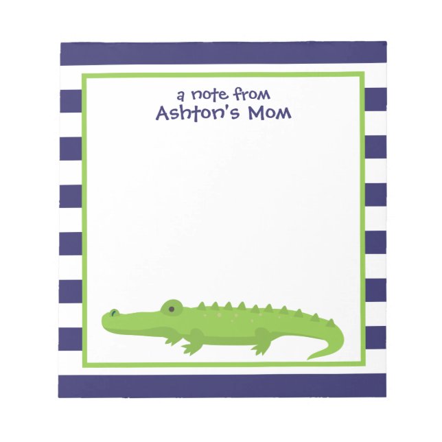 Rugby Stripes Alligator Personalised Notepad (Front)