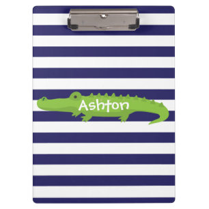 Rugby Stripes Alligator Personalized Clipboard