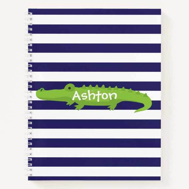 Rugby Stripes Alligator Spiral Notebook (Front)
