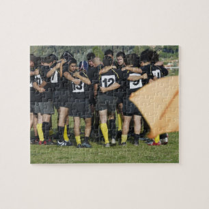 Rugby team standing in a circle jigsaw puzzle