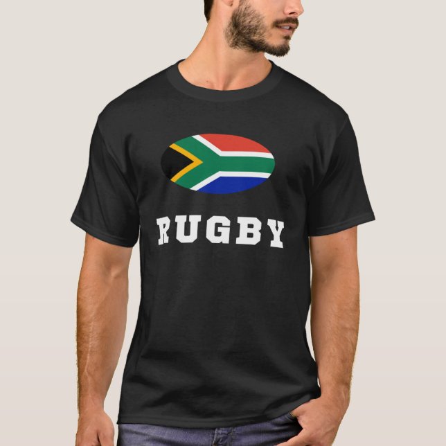 Rugby Text with South Africa Flag T-Shirt (Front)