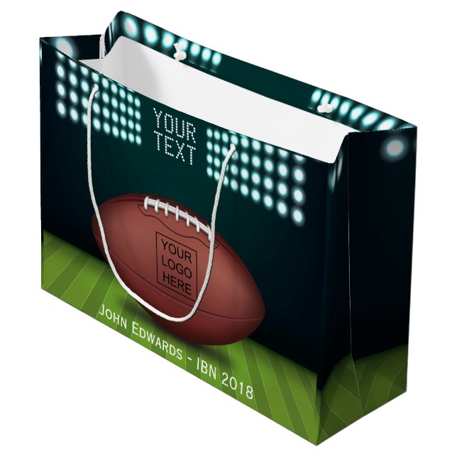 Rugby Themed add logo Large Gift Bag (Front Angled)