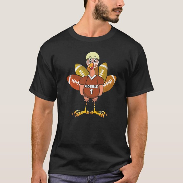 Rugby Turkey Gobble Football Fan Sports Thanksgivi T-Shirt (Front)