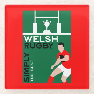 Rugby Wales Fan Art Glass Coaster