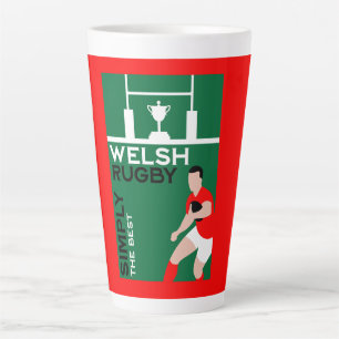 Rugby Wales Fan Art Latte Mug