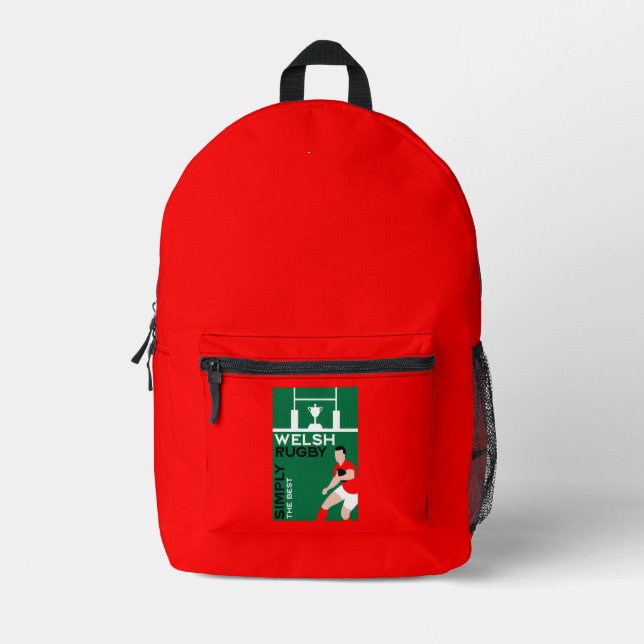 Rugby Wales Fan Art Printed Backpack (Front)