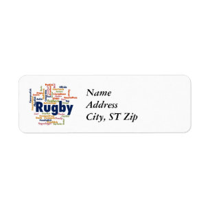 Rugby Word Cloud Return Address Label