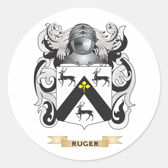 Ruger Coat of Arms (Family Crest) Classic Round Sticker (Front)