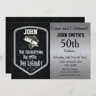 Rugged Adult Bass Fishing The Man The Myth Invitation