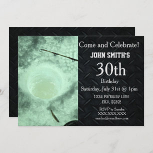 Rugged Adult Ice Fishing Men Birthday Invitations
