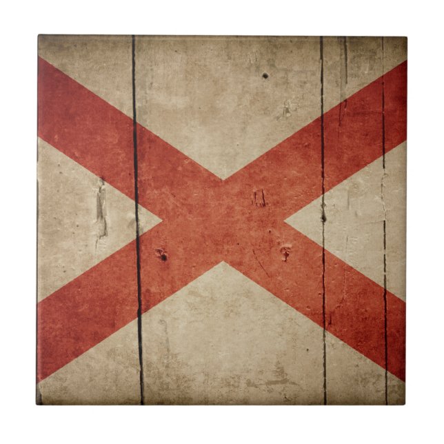 Rugged Alabama Flag Ceramic Tile (Front)