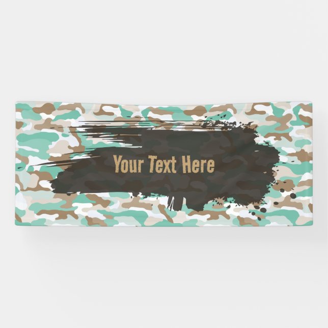 Rugged Aqua Camouflage Long Banner (Horizontal)
